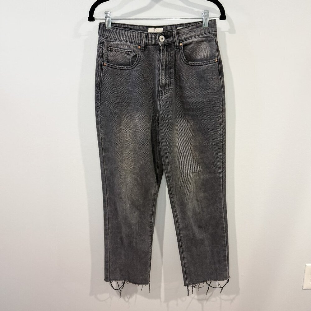 Cotton On 91 Straight Leg Jeans Black Size 4 Raw Hem